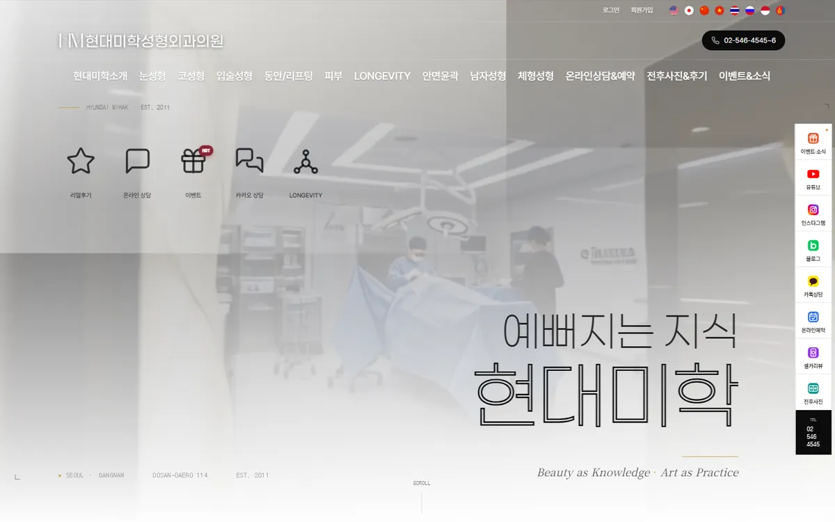 현대미학성형외과 PC 화면