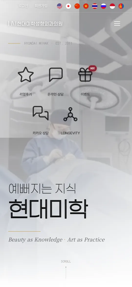 현대미학성형외과 모바일 화면