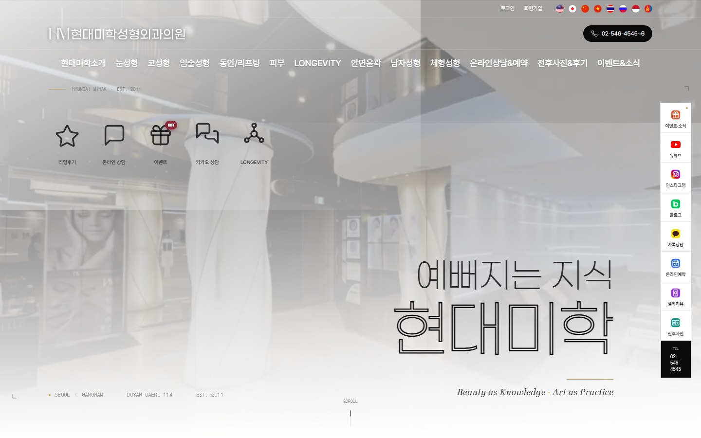 현대미학성형외과 홈페이지
